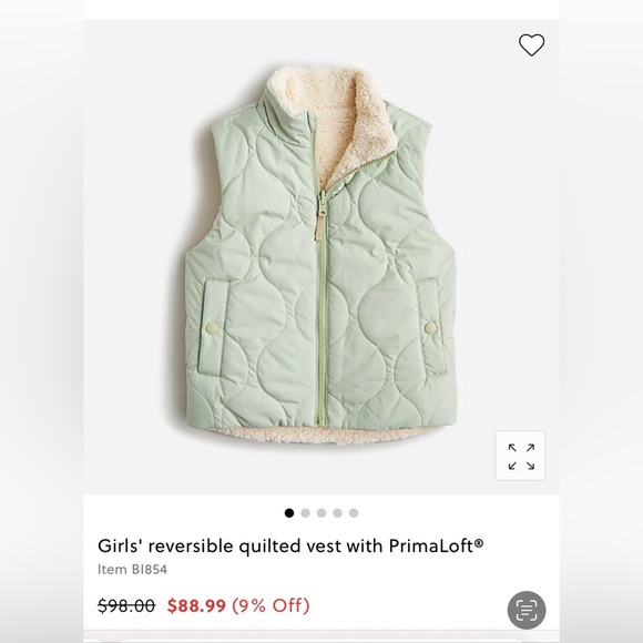 J. Crew  Girls’ reversible quilted vest with PrimaLoft & Sherpa Bucket Hat - Picture 2 of 9